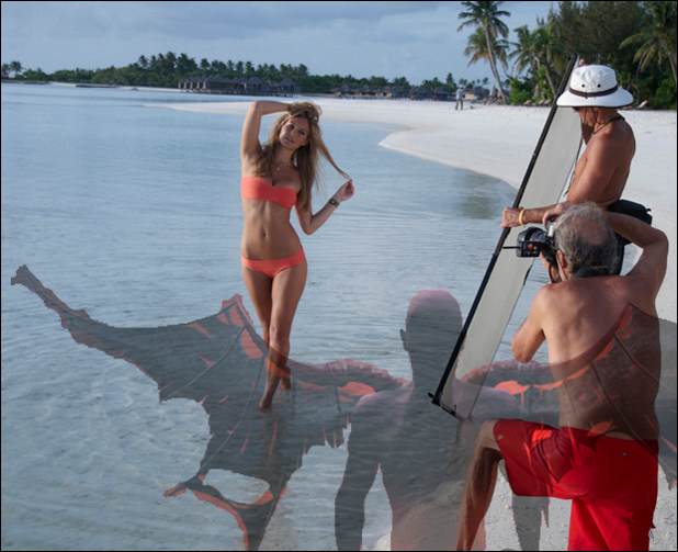 Bar Refaeli and name-checked photographer Walter Iooss Jr. :: Randall Grant/SI (photo); KORPG Games (demon)